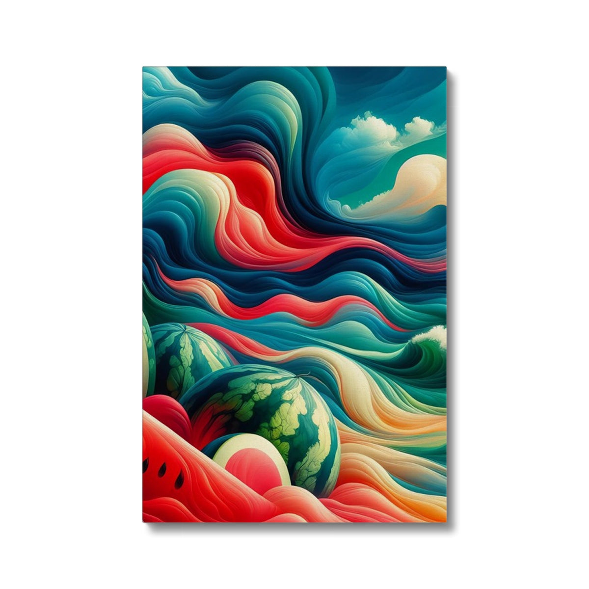 'Watermelons & The Sea' Eco Canvas Fine art kite-927176034 16"x24" / White Wrap - Gifting Spree