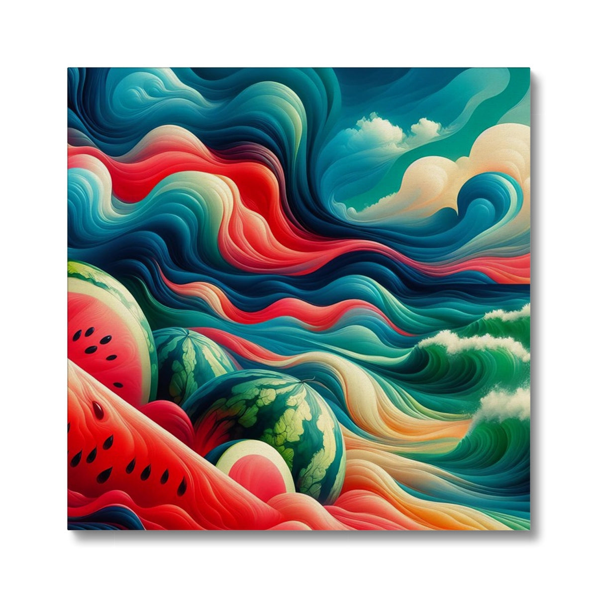 'Watermelons & The Sea' Eco Canvas Fine art kite-927176038 20"x20" / White Wrap - Gifting Spree