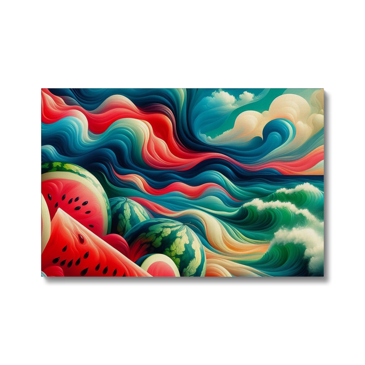 'Watermelons & The Sea' Eco Canvas Fine art kite-927176037 24"x16" / Image Wrap - Gifting Spree