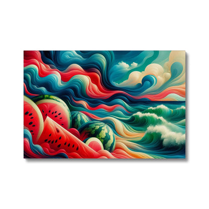 'Watermelons & The Sea' Eco Canvas Fine art kite-927176036 24"x16" / White Wrap - Gifting Spree