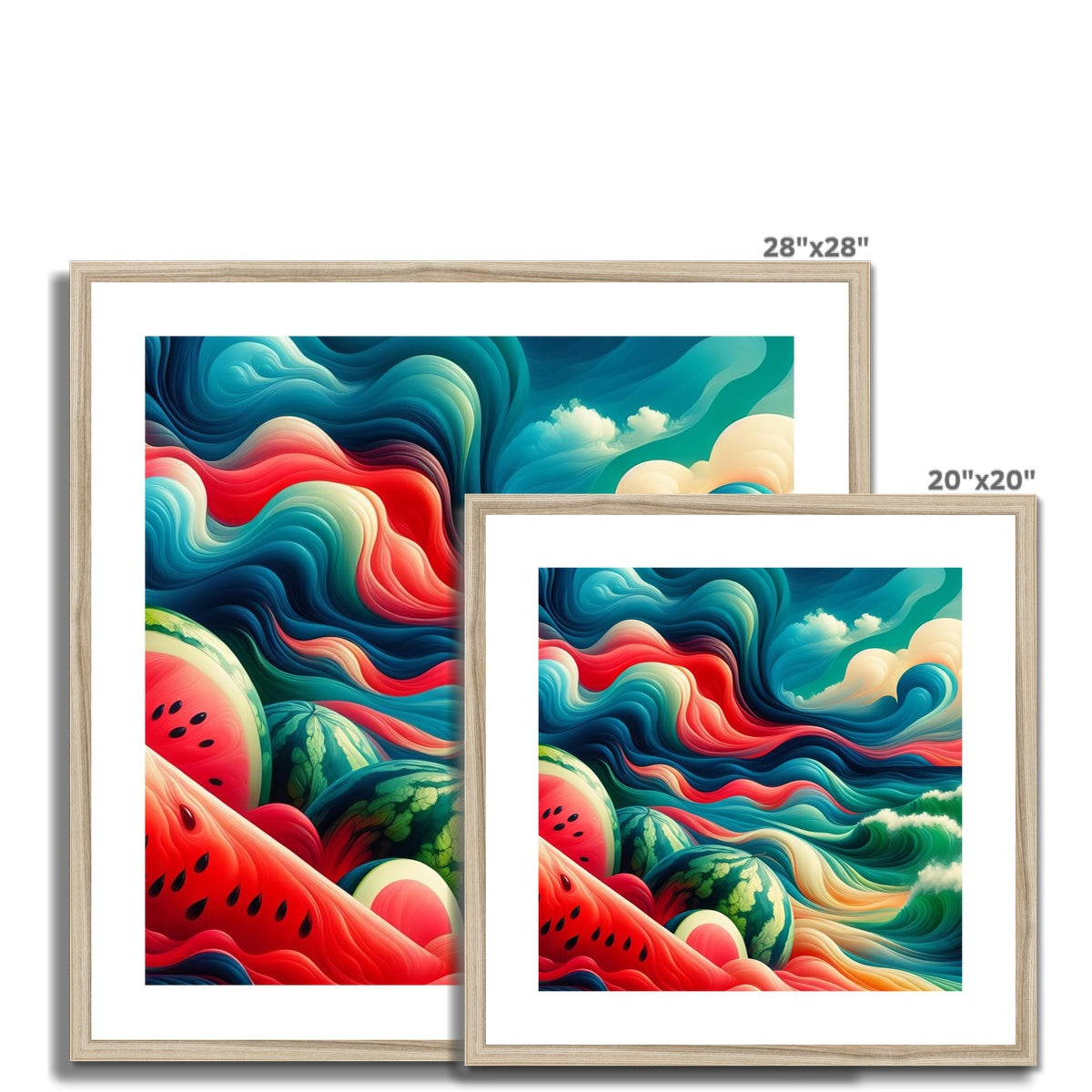 'Watermelons & The Sea' Framed & Mounted Print Fine art - Gifting Spree