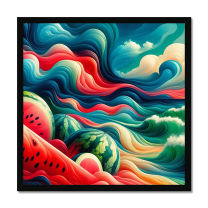 'Watermelons & The Sea' Framed Print Fine art kite-927175515 20"x20" / Black Frame - Gifting Spree