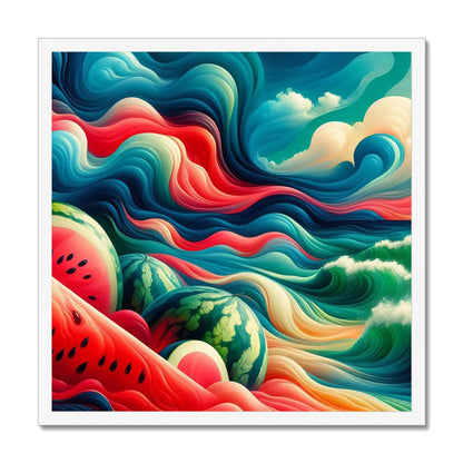 'Watermelons & The Sea' Framed Print Fine art kite-927175516 20"x20" / White Frame - Gifting Spree