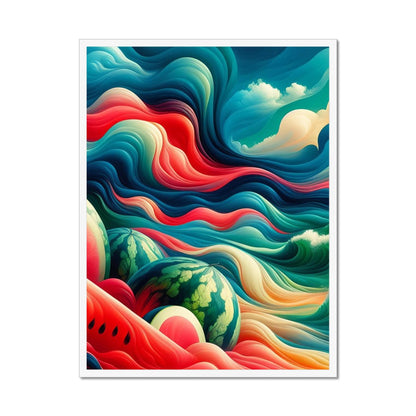 'Watermelons & The Sea' Framed Print Fine art kite-927175531 24"x32" / White Frame - Gifting Spree